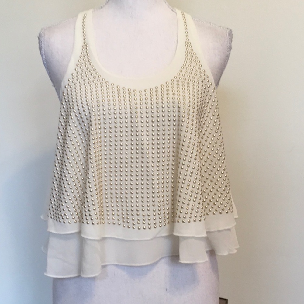 Ya of Los Angeles Flowy Camisole/Crop Top W/ Studs